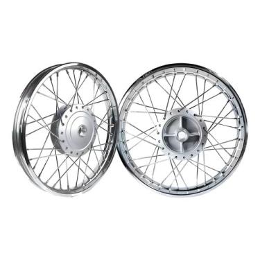 Imagem de Par Roda Biz 100 Biz 125 4mm Cromado Raiada Alinhada