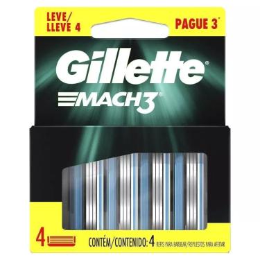 Imagem de Carga para Aparelho de Barbear Gillette Mach3 - 4 unidades