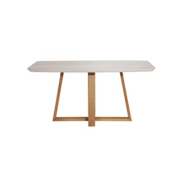 Imagem de Mesa de Jantar Provincia Bennet 1.60 Retangular c/ Vidro - Natural - Off White
