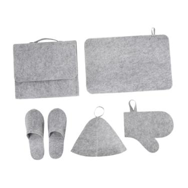 Imagem de Generic Sauna Hat Set Banheiro Sauna Kit Cushion Homens Mulheres chinelos práticos Sauna Cap Capéu de banho russo para chuveiro de spa, Cinza
