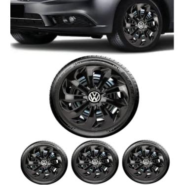 Imagem de Kit 4 Calota Esportiva Preto Aro 13 VW Volkswagen Saveiro 2000 2002 2003 2004 2005 2006 2007 Gol Bola G2 G3 G4 G5 G6 G7 Polo Up Fox Voyage Virtus Parati Saveiro Bora Polo SpaceFox