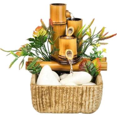 Imagem de Fonte De Agua Decorativa Chafariz Cascata 3 Quedas Bambu Zen - NoBrand