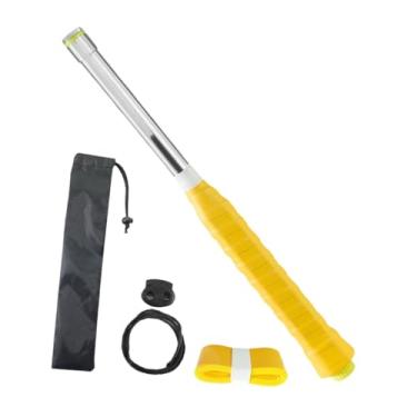 Imagem de UGPLM Badminton Racket Swing Stick Stick Auxiliar Tool, Anti Drop cordão som lembre a ferramenta de treinamento de badminton para iniciantes para jardim, Amarelo