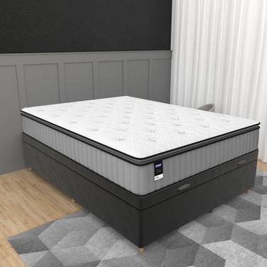 Imagem de Cama Box Baú Casal 138cm Molas Ensacadas Tower JSW Hf V25 Gazin - Cinza com Preto
