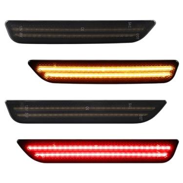 Imagem de Lente fumê âmbar vermelho LED luzes de marcação lateral para Ford Mustang 2010-2014 conjunto de refletores de para-choque dianteiro traseiro 2010-2014, pacote com 4