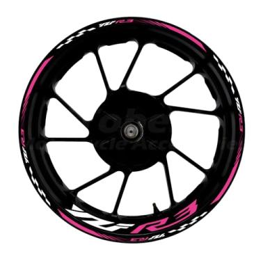 Imagem de Awonderful Kit de listras refletivas para motocicleta, adesivos de aro de roda de vinil compatíveis com Yamaha YZF R3 2013-2024 (vermelho melancia)