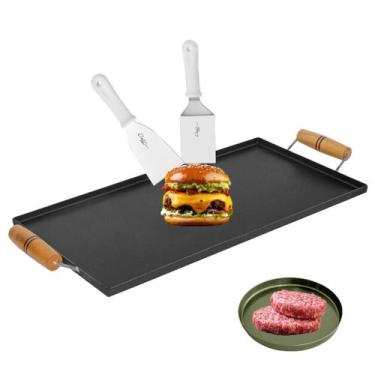 Imagem de Chapa Bifeteira 30x60 Para Lanches Lanchonetes Com Acessórios - Ludino