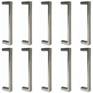 Imagem de Kit 10 Puxadores Retos 96mm Níquel Escovado Móveis Oeiras Torralba Armários Gavetas