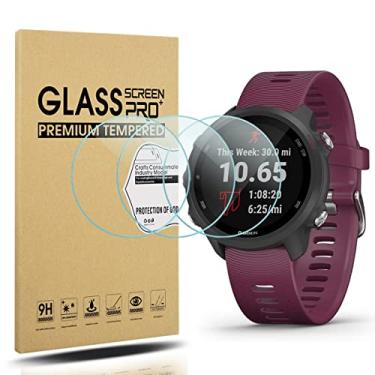 Imagem de Pacote com 3 protetores de tela Diruite para Garmin Forerunner 245/245, película de vidro temperado com dureza de 2,5D 9H para Garmin Forerunner 245/245 Music Smartwatch