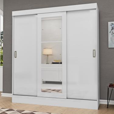 Imagem de Guarda Roupa Casal com Espelho 3 Portas de Correr San Marino Maxel Móveis - Branco