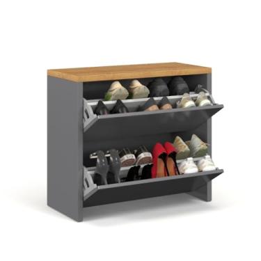 Imagem de Banco Sapateira Hall Entrada 2 Gavetas Basculantes Organizador De Sapatos Prático E Moderno(MELL - ONIX/FRIEJÓ)