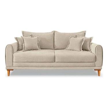 Imagem de Sofá Living 3 Lugares Bouclê 2.20m Pés Em Madeira Bz Home - Bz Home De