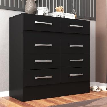 Imagem de Cômoda Roupeiro Grande 8 Gavetas Imperatriz Preto
