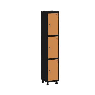 Imagem de Roupeiro Em Aço Mt 1v 3 Portas - Fechadura Preto-laranja Picasso
