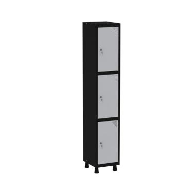 Imagem de Roupeiro Em Aço Mt 1v 3 Portas - Fechadura Preto-cinza