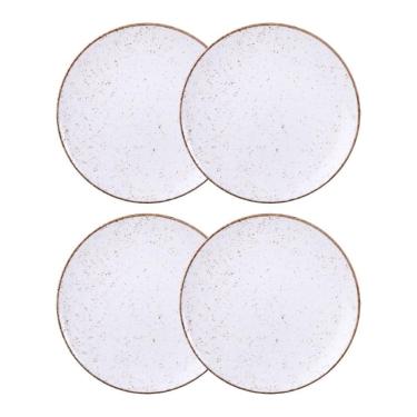 Imagem de Jogo De Pratos Rasos Grande Rústico 4 Peças 28cm Porcelana Tramontina