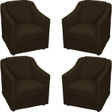 Imagem de Kit 4 Poltronas Mila Pé De Plástico Cromado - Marrom Suede