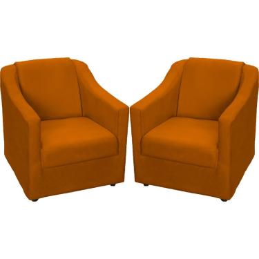 Imagem de Kit 2 Poltronas Mila Pé De Plástico Cromado - Terracota Suede