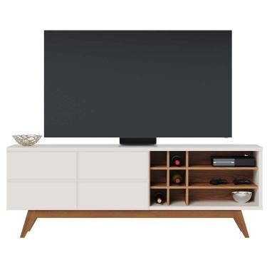 Imagem de Rack Bancada Paraíso 2 Portas Tv 70 Polegadas Off White Matte - Freijó