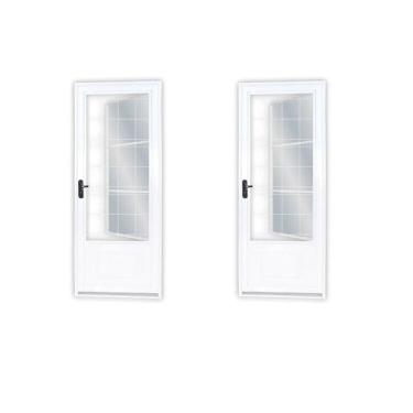 Imagem de Kit Com 2 Portas De Aço Postigo 215x85cm Com Grade Quadrada Minas Sul Mgm Branco