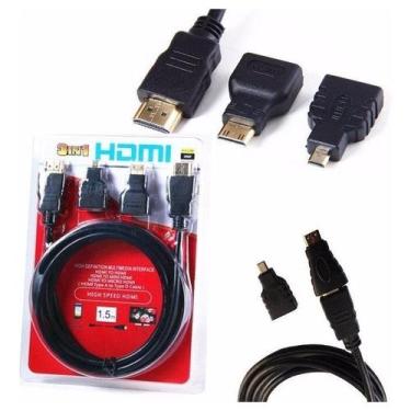 Imagem de Kit Cabo Hdmi 3 Em 1 Micro E Mini 1.5m 1080p Adaptador - NoBrand