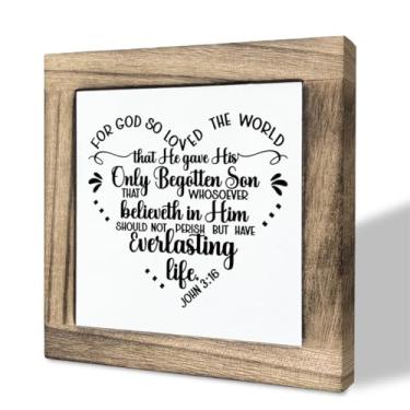 Imagem de Gkwa Versículo Da Bíblia João 3:16 Placa De Caixa, Porque Deus Amou O Mundo Tal Maneira Que Deu, Madeira Para Presente Mesa, Decorativa Decoração Escritura Positiva Encorajamento Cristão