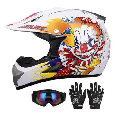 Imagem de Oumurs Capacete Dot Para Jovens, Com Óculos E Luvas, Crianças De 5 A 14 Anos, Capacetes Quadriciclo Infantil, Meninos Meninas, Quadriciclo, Motocross, Bmx, Mx, Utv, Offroad, Rua, Kart, Joker