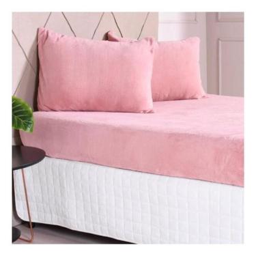 Imagem de Lençol Plush Flannel Elástico Avulso Manta Macio Inverno Queen - Tessi