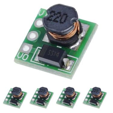 Imagem de Pacote com 5 mini módulo conversor de impulso, regulador de tensão de 0,9-5V para 5V, máx. 500 mA, eficiência de 85%, 150 KHz, 11 x 11 x 7,5 mm, módulo de fonte de alimentação para eletrônicos DIY