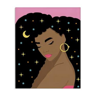 Imagem de Stupell Industries Design de arte de parede em tela de mulher com cabelo estrelado por Daniela Santiago, 40 x 50 cm