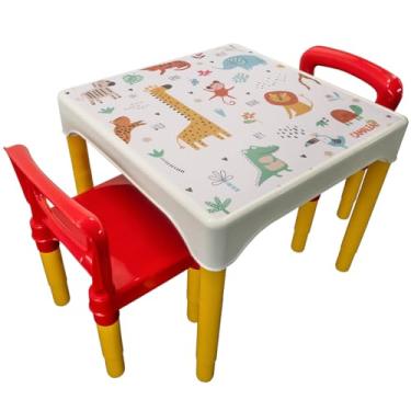 Imagem de Conjunto Mesa Mesinha Infantil Com 2 Cadeiras Escolar Plástica Camaleão (Animais)