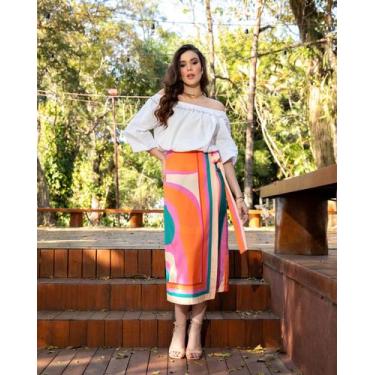 Imagem de Conj de Roupas Feminino - Blusinha Branca em Algodão Tam M + Saia Long