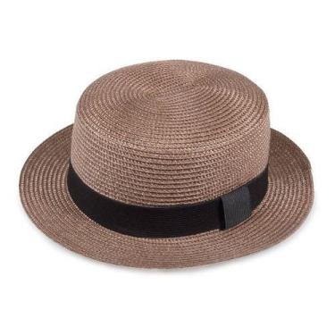 Imagem de Chapéu De Verão Palha Boater Palheta Paris Praia Unissex - oem, Laranj