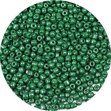 Imagem de Bala&Fillic Contas de semente de 4 mm de cor verde escuro cerca de 1200 peças/100 gramas em saco, 6/0 contas de vidro para artesanato para fazer pulseira e colar (verde escuro)