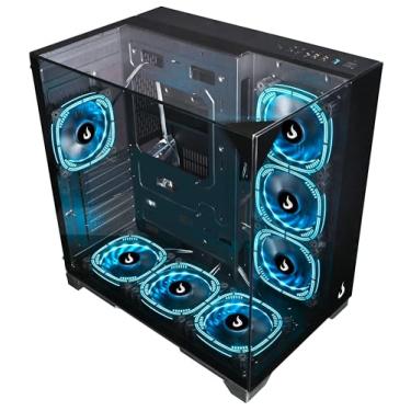 Imagem de Gabinete Gamer Rise Mode Full Glass Black, Lateral Frontal e Superior em Vidro Temperado