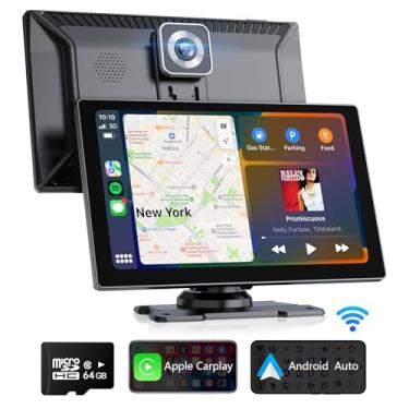 Imagem de SETHDA Tela Apple Carplay Sem Fio Para Câmera De Painel Automotiva 4K, 9" Portátil E Android Auto Estéreo Com Cartão Sd 64 Gb, Navegação Gps/Mirror Link/Controle Voz//Bluetooth