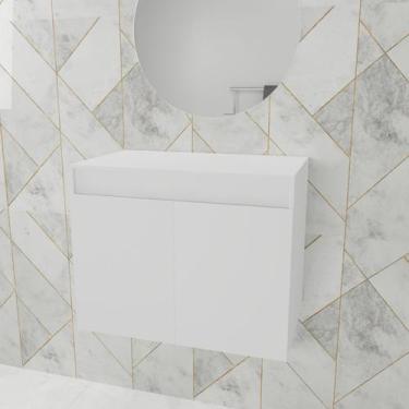 Imagem de Gabinete Banheiro Suspenso MDP 67cm 2 Portas e Tampo Superior Armário 