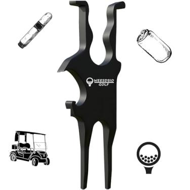 Imagem de Weesdsio Multiferramenta magnética de golfe 3 em 1 para carrinho de golfe, suporte de golfe, ferramenta de reparo de divoto, ferramenta de reparo de espingarda de cerveja e marcador de bola
