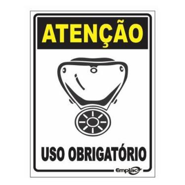 Imagem de Placa - uso obrigatorio de mascara / em ps e.p.i. 20 x 15cm emplac br