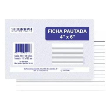 Imagem de Ficha Pautada 4x6 Sidgraph 15,2x10,2 cm Pacote Com 100