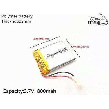 Imagem de Bateria 503443  3,7v  800mah  5mm X 34mm X 43mm Com 2 Fios - bgb
