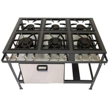 Imagem de Fogão Industrial Econômica Baixa Pressão 6 Bocas 3 Qs 3Qd - Metal Brey