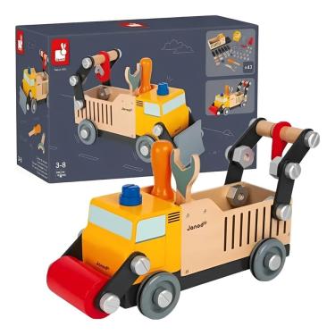 Imagem de Brinquedo Caminhão Trator 2 em 1 Demontável com 43 Peças em Madeira - Janod