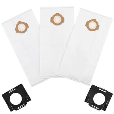 Imagem de Pacote com 3 sacos de pó de lã 49-90-2016 compatíveis com aspiradores Milwaukee 0960-20 e 0970-20 sem fio para aspiradores de pó molhado/seco + 2 unidades de suporte de saco anexável (3 sacos e 2