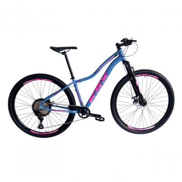 Imagem de Bicicleta Aro 29 Ksx Sd7 Feminina 12v Garfo Com Trava K7 11/50 Freios Hidráulicos Kit 1x12 - Azul/rosa Tam. 17