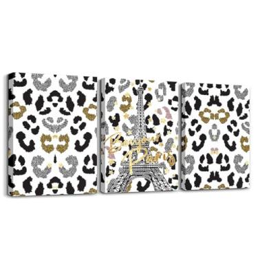 Imagem de Feelyou Arte de parede de banheiro da Torre Eiffel para decoração de casa, pintura de parede com estampa de leopardo para crianças, meninos, meninas, imagem da torre de Paris, decoração de parede,