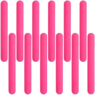 Imagem de ZCYSRLQIN 12 pulseiras de borracha de silicone, pulseiras de batida simples, macias e seguras, para lembrancinhas de festa escolar, projetos de artesanato, aniversário, Halloween, Natal (rosa vermelha