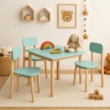 Imagem de Jogo Mesa Cadeira Colorê Infantil MDF Robusto Premium - Valuchi, Menta
