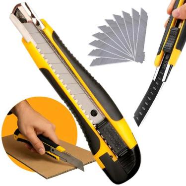 Imagem de Kit Estilete Profissional 18mm Emborrachado Com Lâminas Extra Reforçad