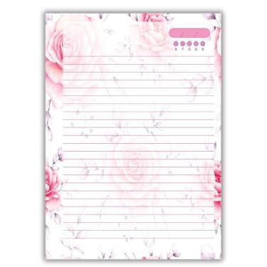 Imagem de Refil de fichário 80 folhas universitário floral rosa pautado decorado